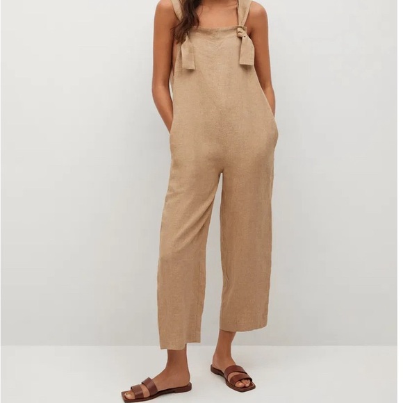 MANGO - Linen Beige Jumpsuit - Size M - Picture 1 of 15